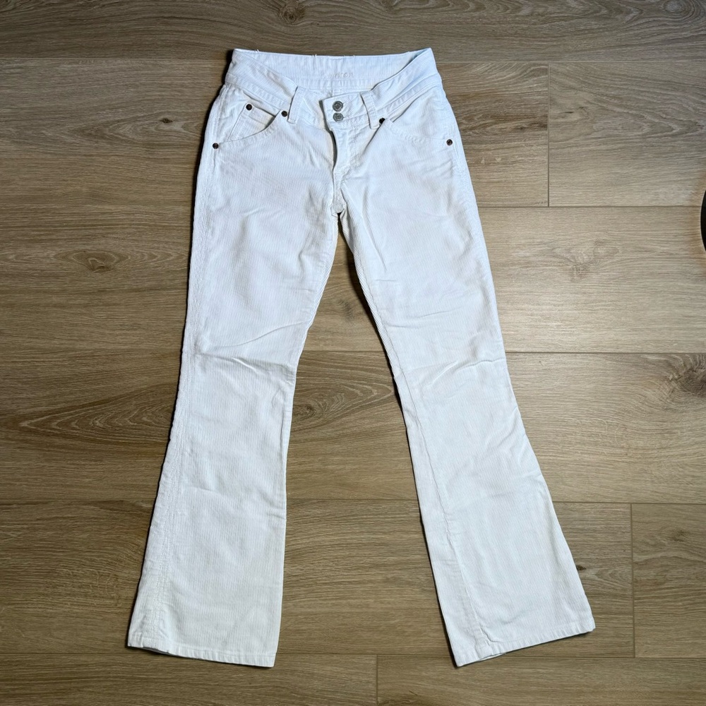 Vintage Hudson Jeans Corduroy White Flare Pants Size 25 but fit like a size 23